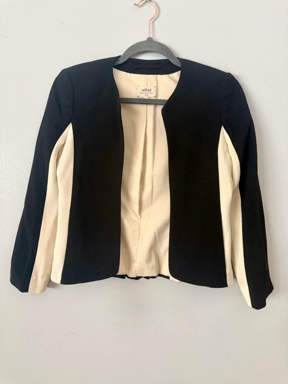 Aritzia Wilfred Exquis Festin Jacket - Black & White Open Front Blazer - 0